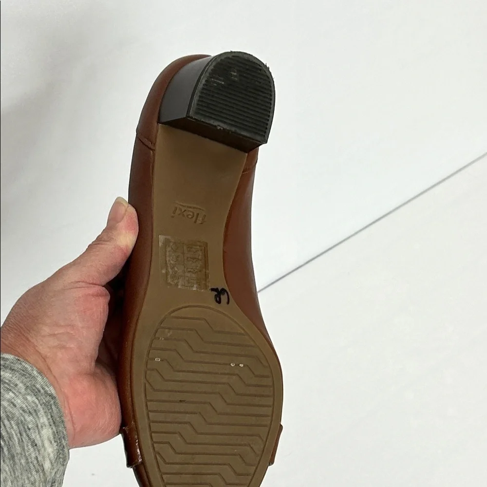 Flexi Women's Tan Loafers with Gold Buckle